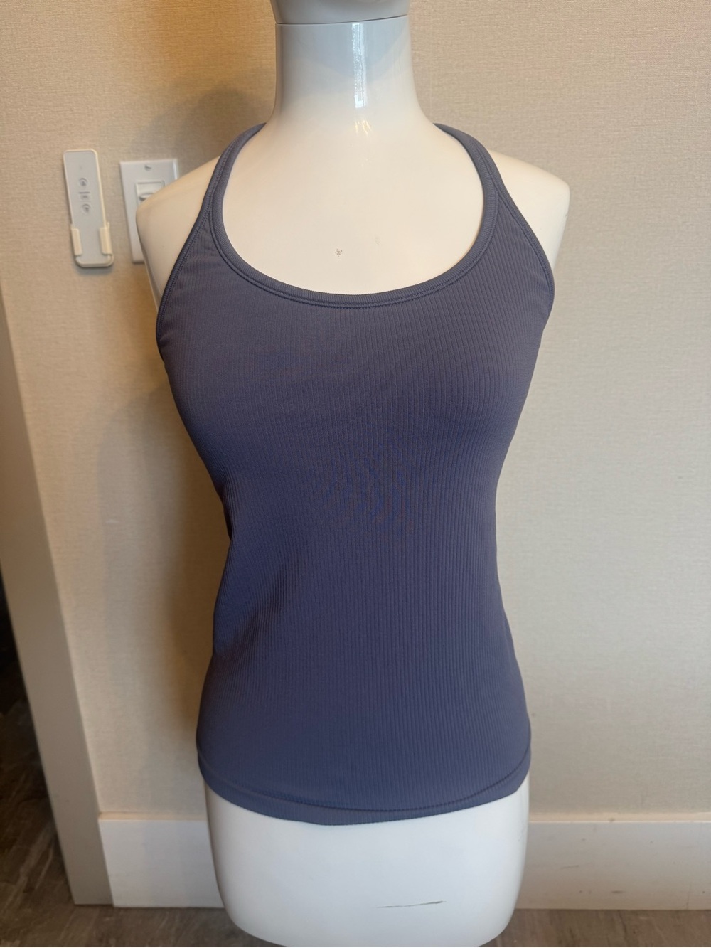 Athleta Ribbed Scoop Tank Top in Slate Blue